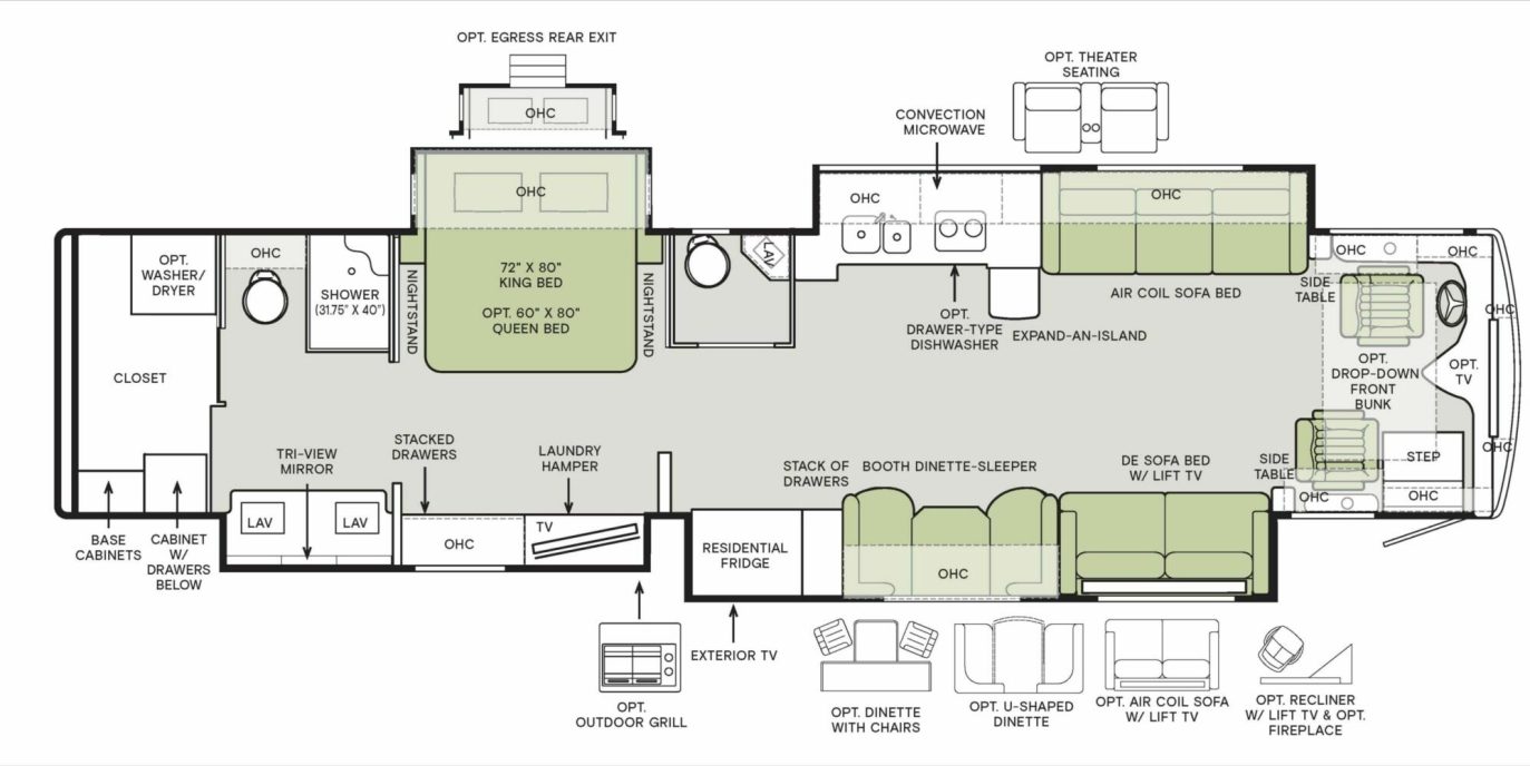 2024 Tiffin Motorhomes Phaeton 44OH Floorplan Image